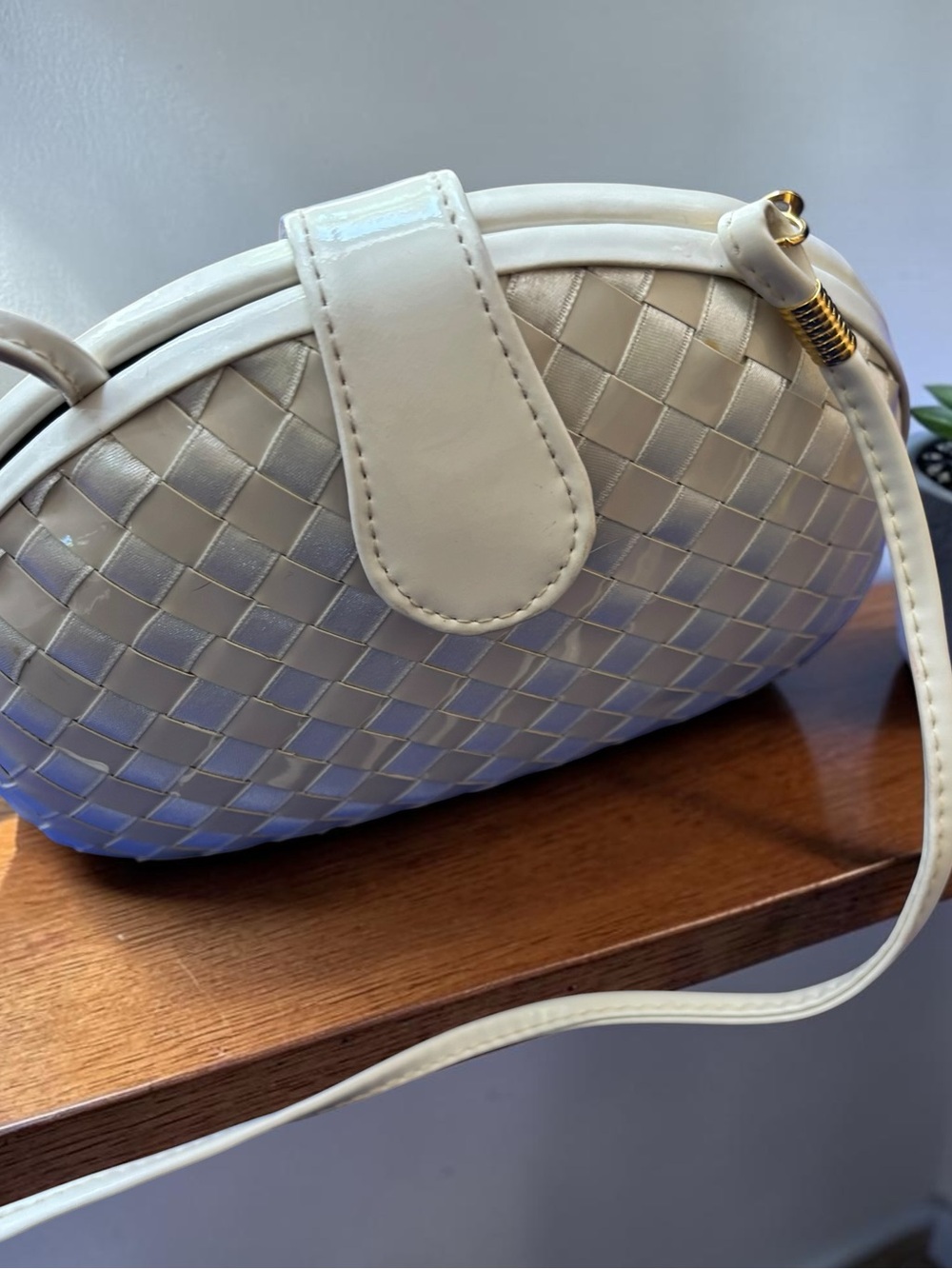 Y & S Original Vintage Creamy White Woven Crossbody Bag - Elegant Women's Purse